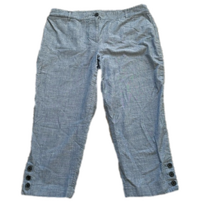 Talbots blue linen look perfect crop pants sz 14P
